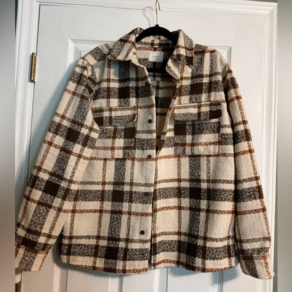 Pacsun Cream Oversized Wooly Flannel Shirt